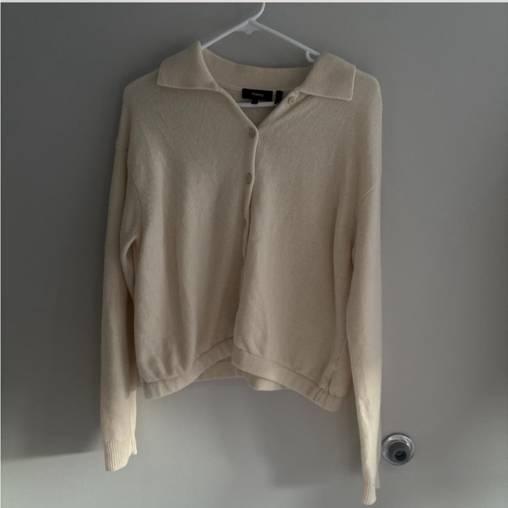 Theory Cream Collared Sweater